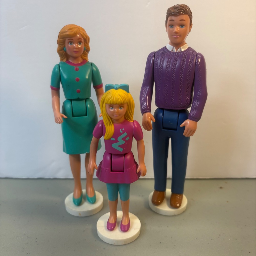 Vintage 1993 Tyco Talking Family Dollhouse Figures Father Mother Daughter Set